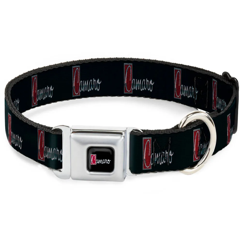 1972 CAMARO Script Emblem Full Color Black Silver Reds Seatbelt Buckle Collar - 1972 CAMARO Script Emblem Black/Silver/Reds