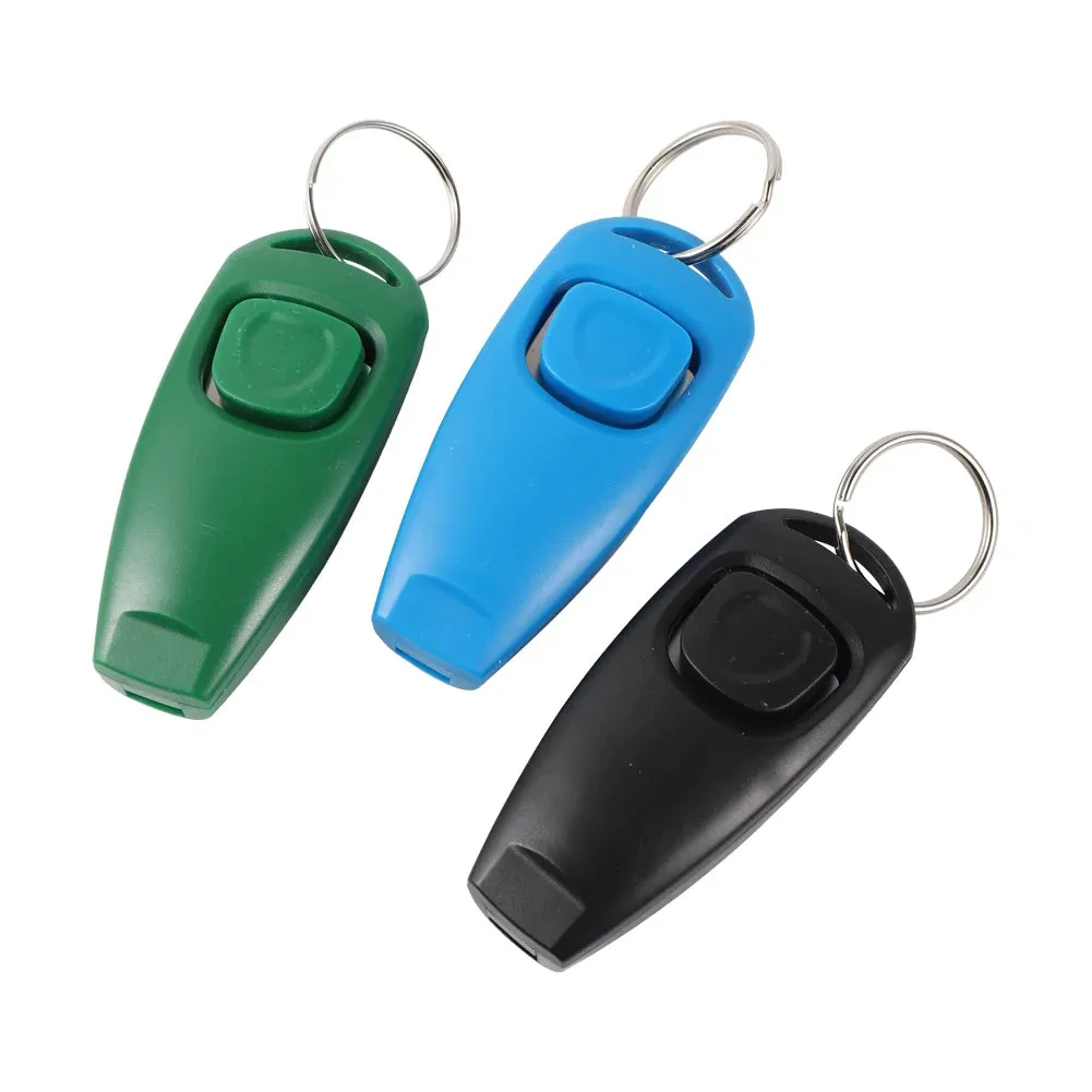 2 In 1 Pet Clicker Dog Training Whistle Answer Card Pet Dog Trainer Assistive Guide With Key Ring Dog Pet Supplies