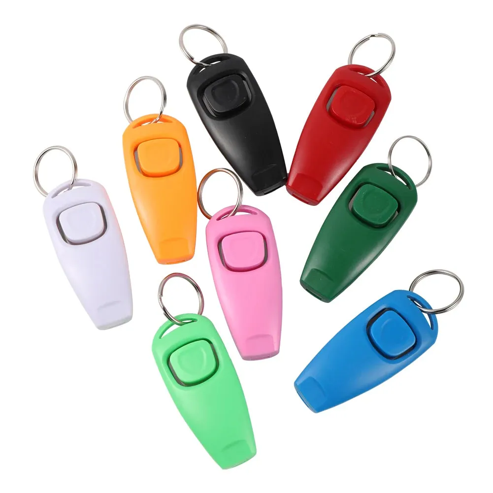 2 In 1 Pet Clicker Dog Training Whistle Answer Card Pet Dog Trainer Assistive Guide With Key Ring Dog Pet Supplies