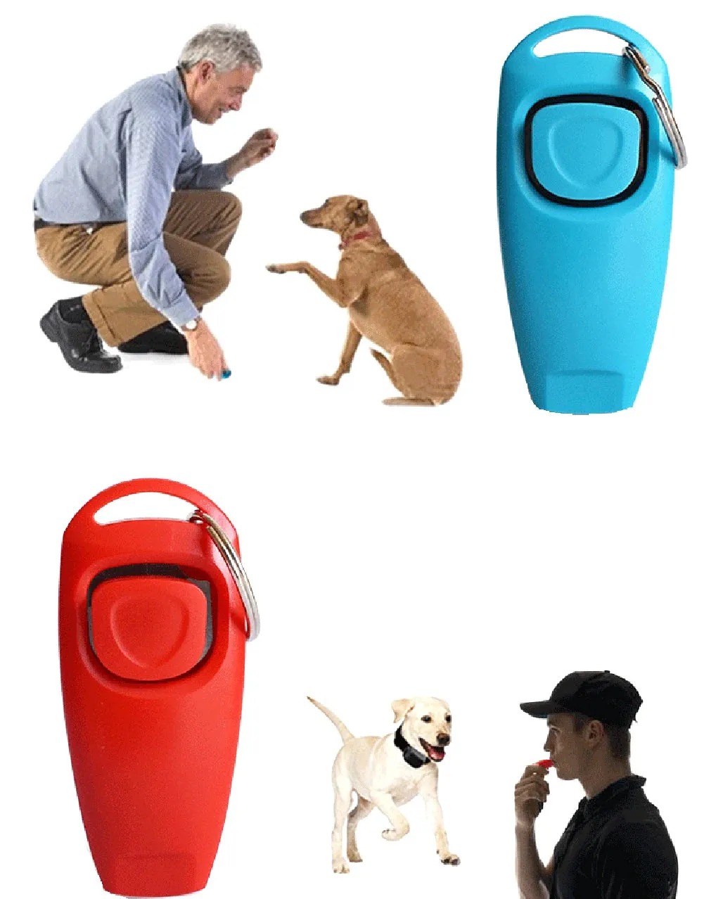 2 In 1 Pet Clicker Dog Training Whistle Answer Card Pet Dog Trainer Assistive Guide With Key Ring Dog Pet Supplies