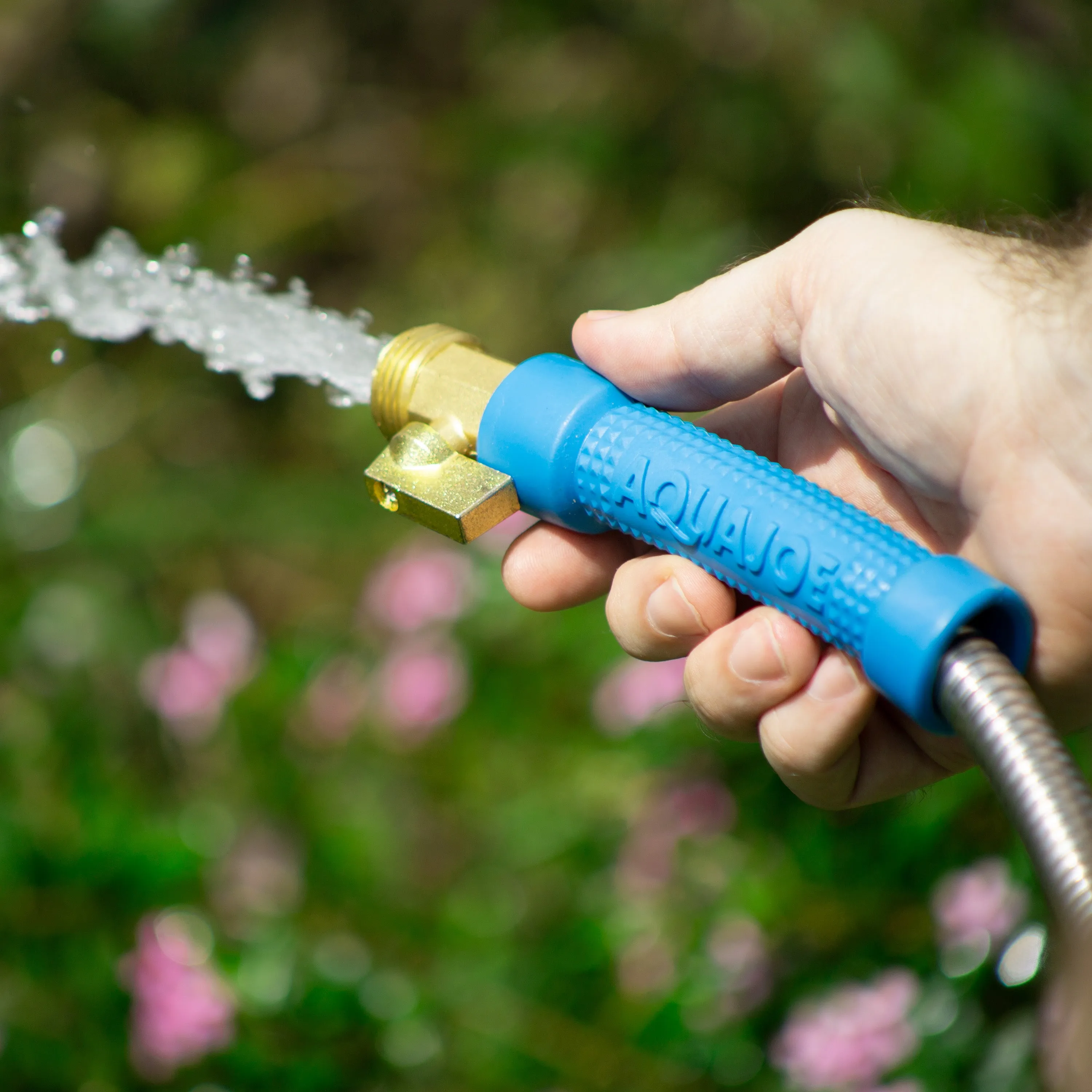 Aqua Joe AJSGH100-MAX Heavy-Duty Puncture Proof Kink-Free Garden Hose | 100-Foot | 1/2-Inch | w/ Brass Fitting & On/Off Valve | Spiral Constructed 304-Stainless Steel Metal