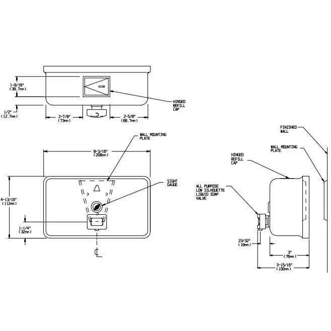 ASI 0345 Commercial Liquid Soap Dispenser, Surface-Mounted, Manual-Push, Stainless Steel - 40 Oz