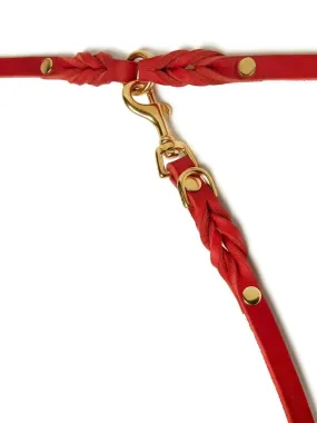 [CHILI RED] BUTTER LEATHER ADJUSTABLE DOG LEASH