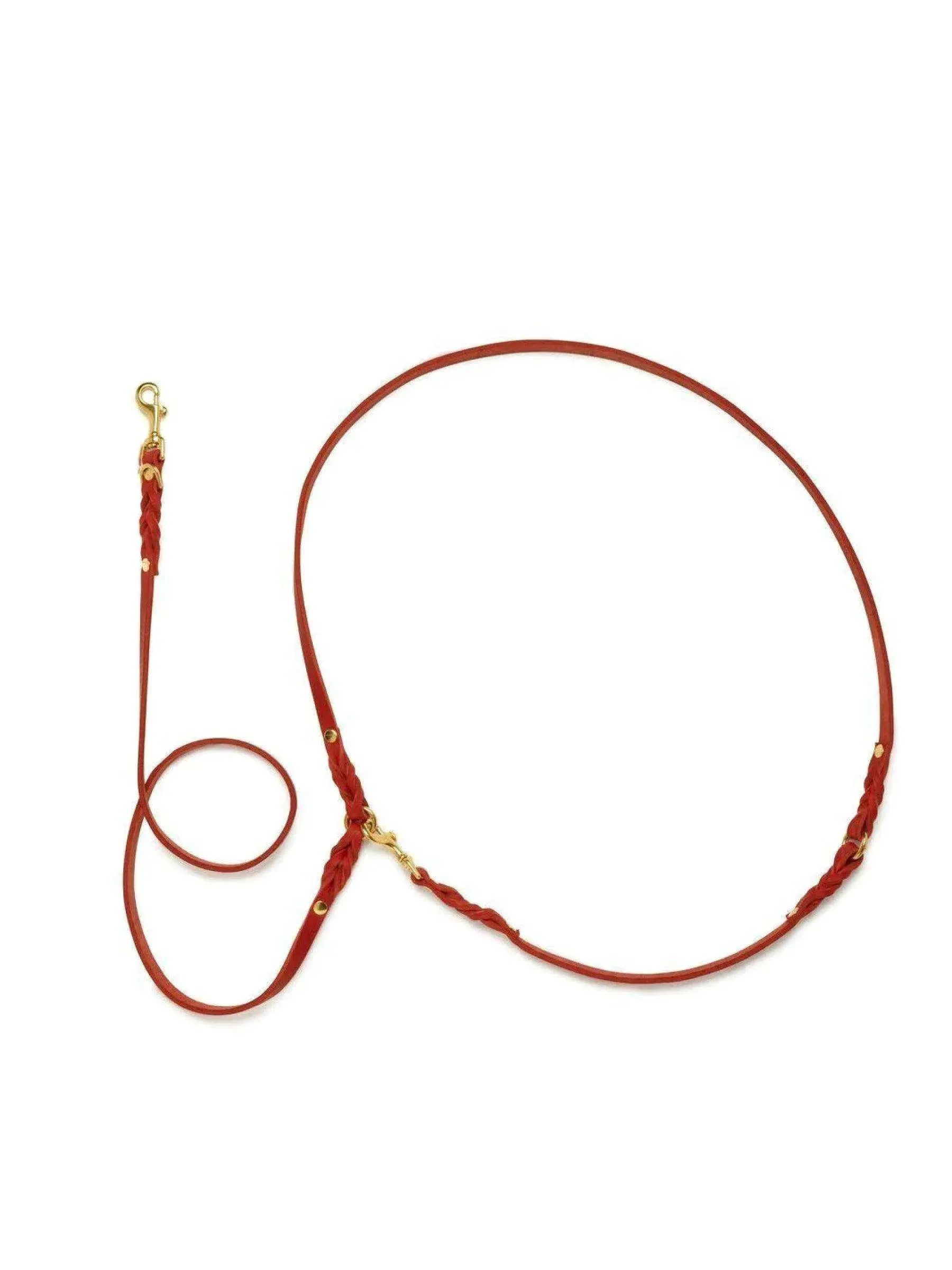 [CHILI RED] BUTTER LEATHER ADJUSTABLE DOG LEASH