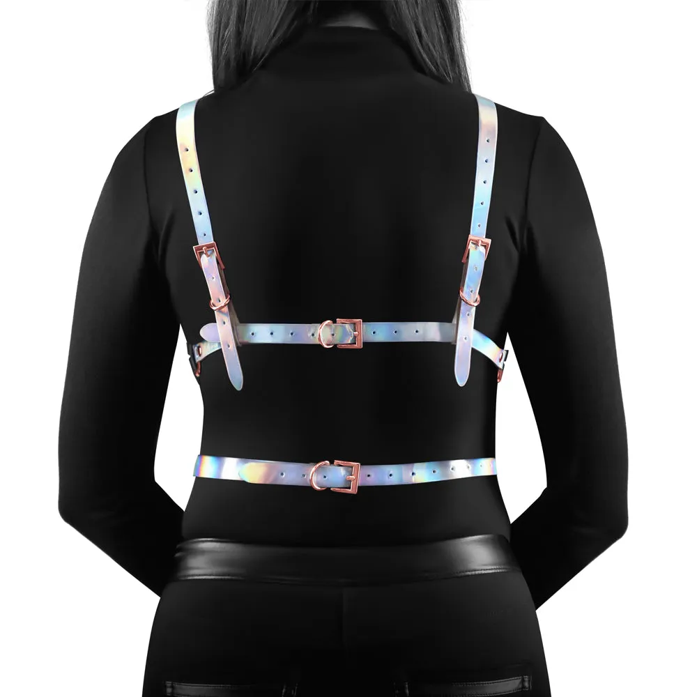 Cosmo Risque Holographic Rainbow Pentagram Chest Harness