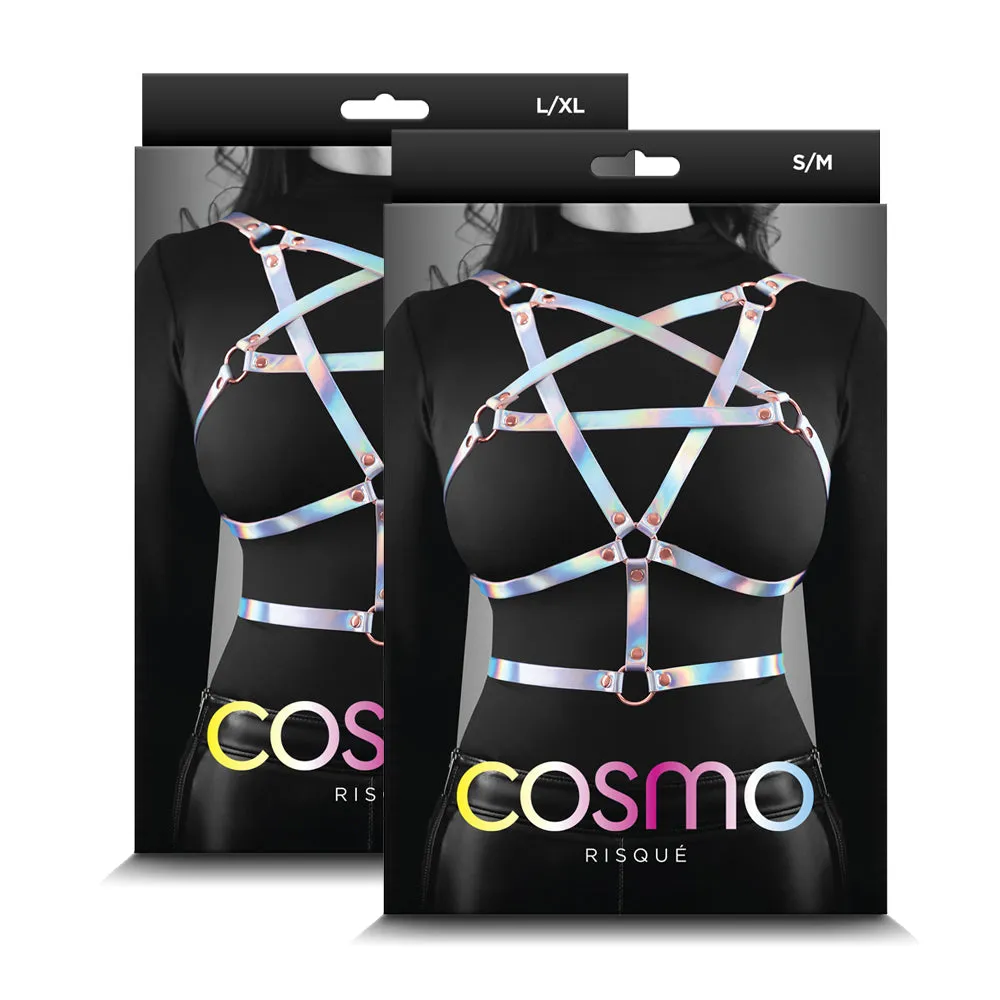 Cosmo Risque Holographic Rainbow Pentagram Chest Harness