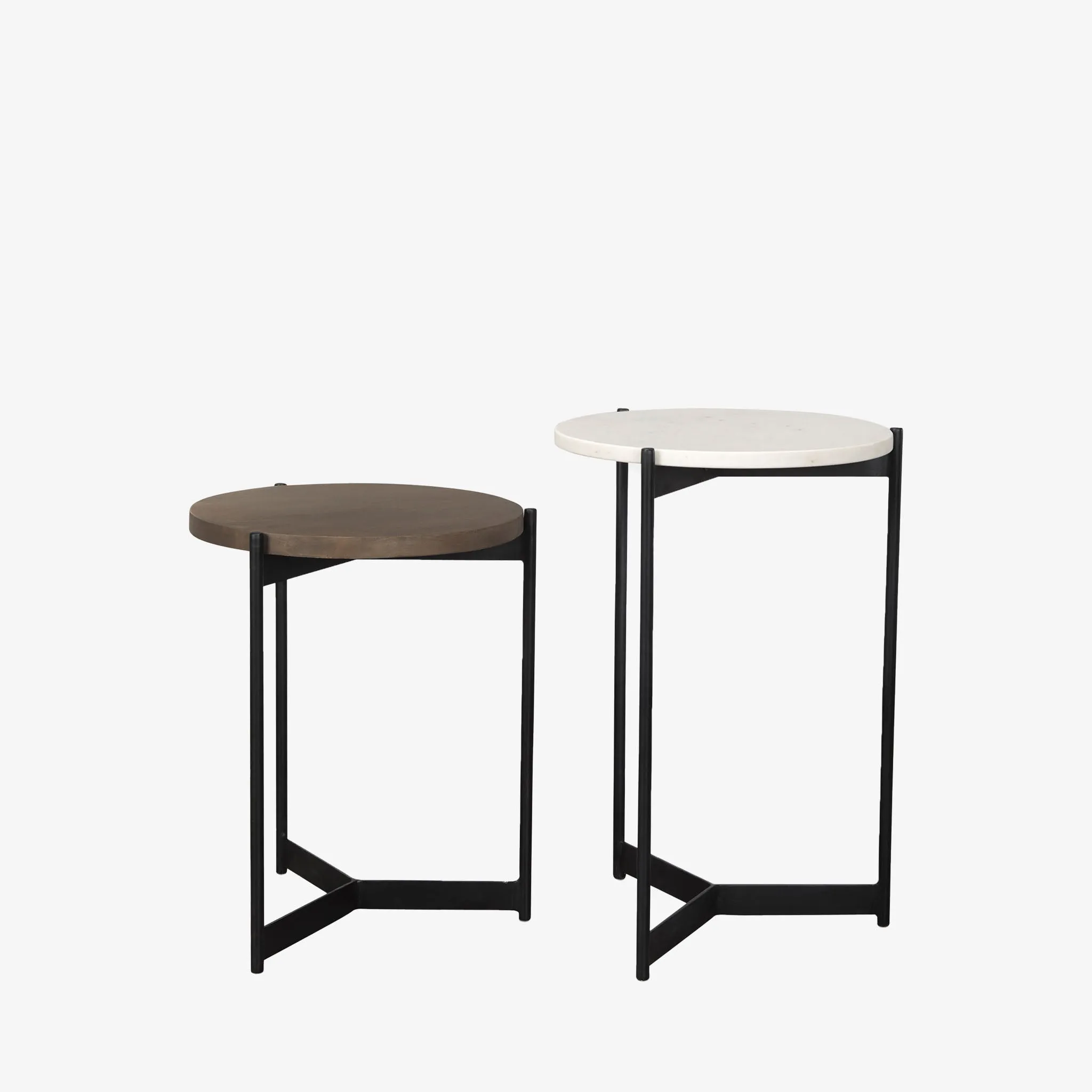 Crudités and Cocktails Nesting Side Tables in Dark Wood