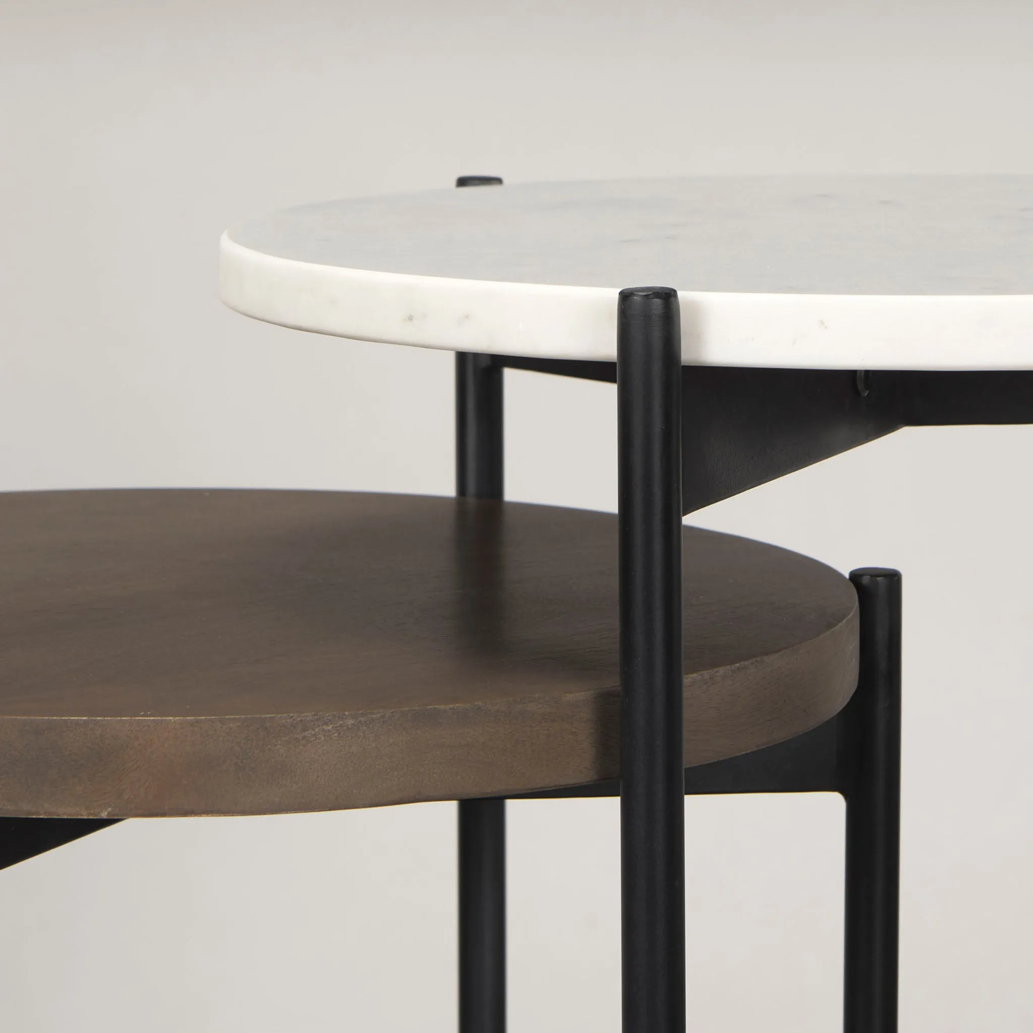 Crudités and Cocktails Nesting Side Tables in Dark Wood
