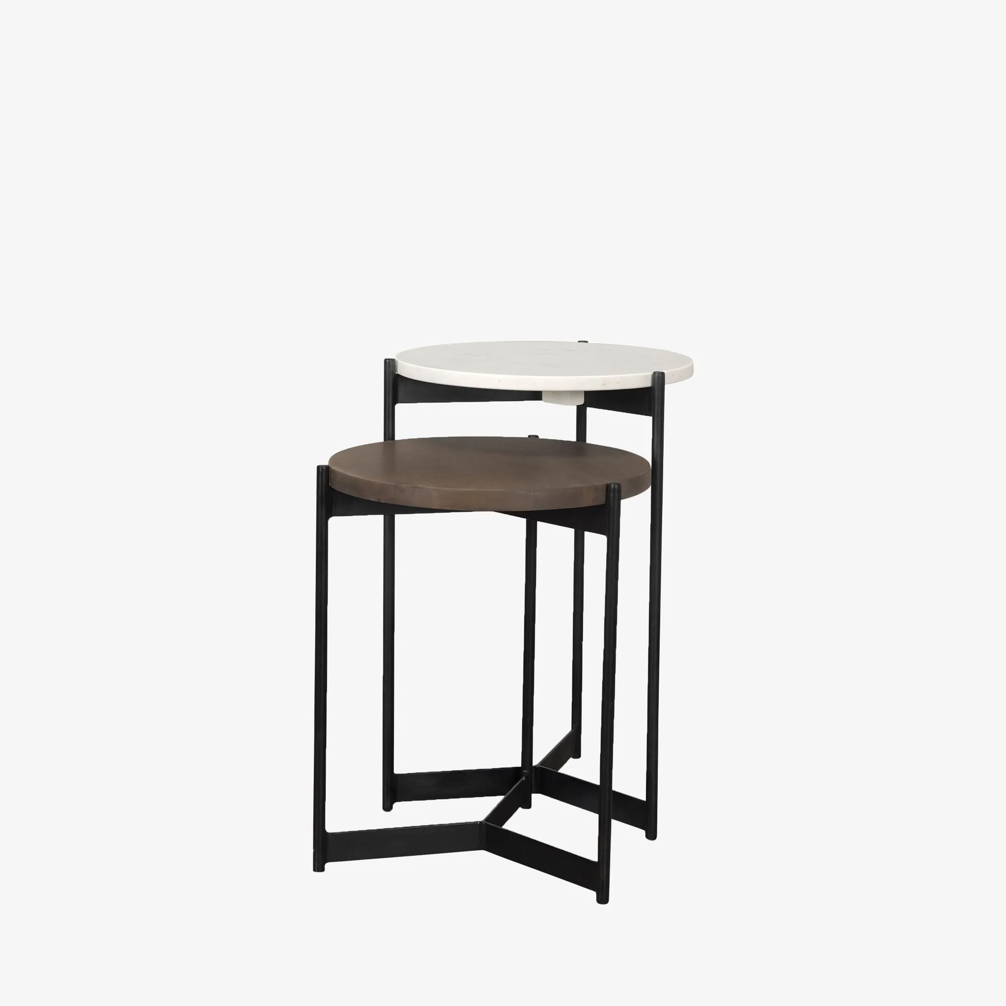 Crudités and Cocktails Nesting Side Tables in Dark Wood