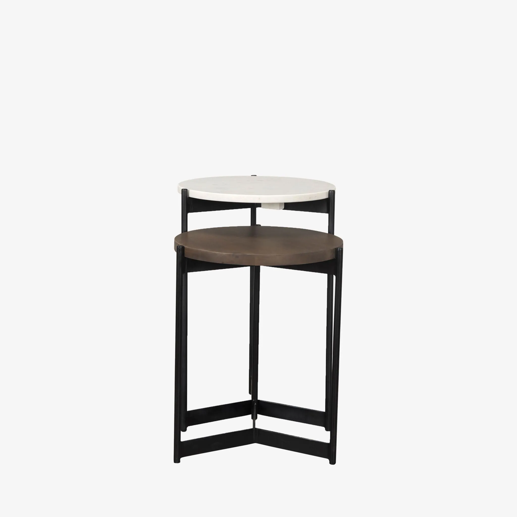 Crudités and Cocktails Nesting Side Tables in Dark Wood