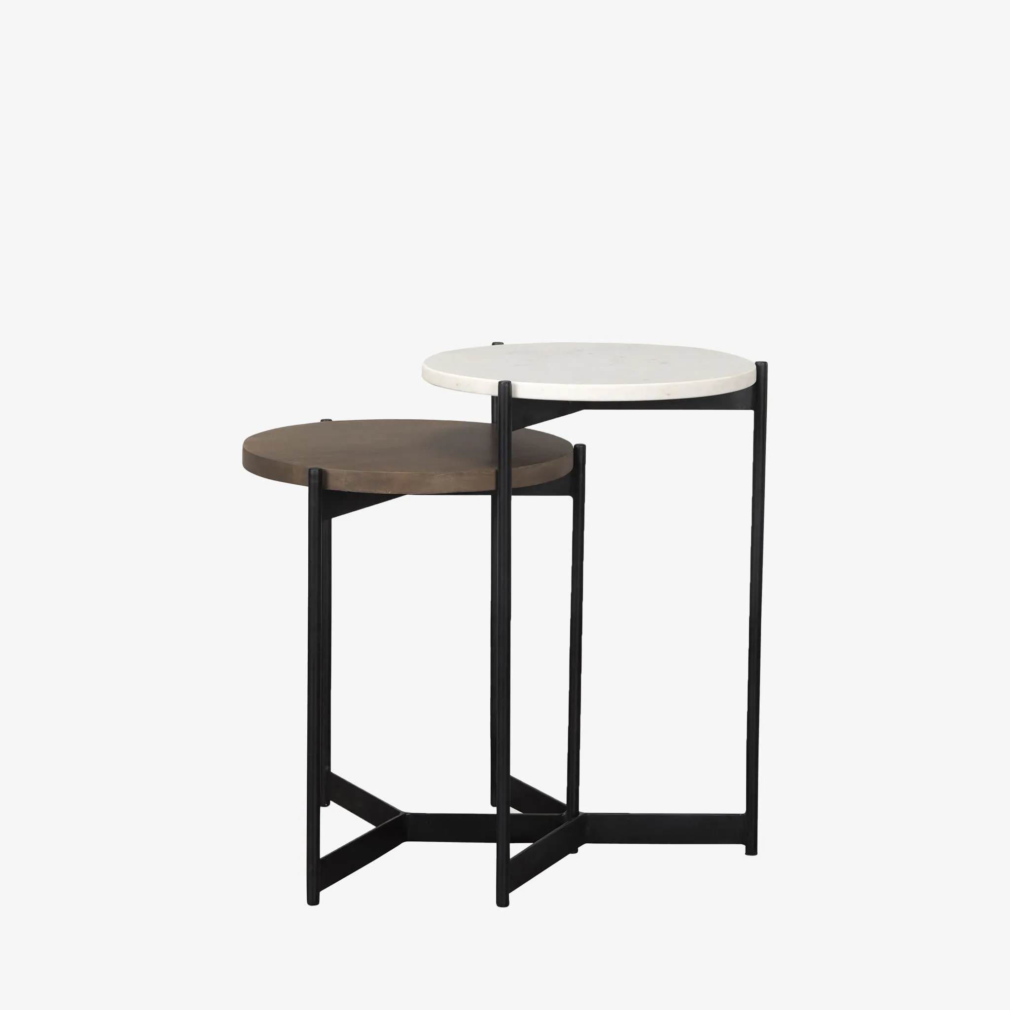 Crudités and Cocktails Nesting Side Tables in Dark Wood