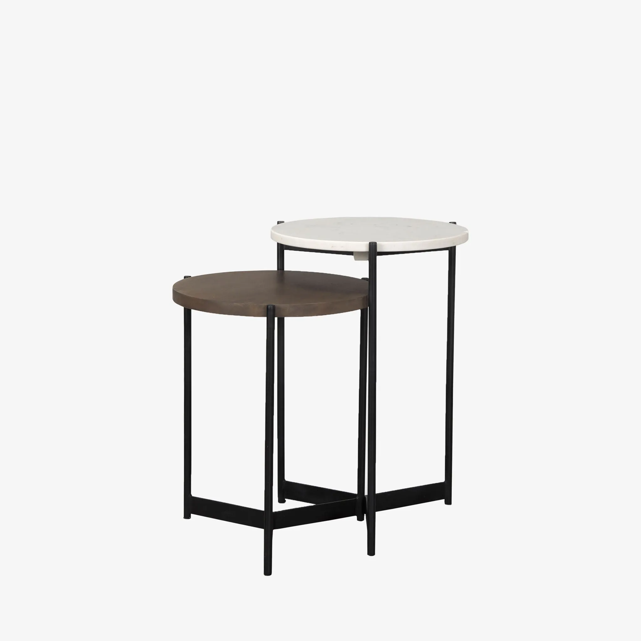Crudités and Cocktails Nesting Side Tables in Dark Wood