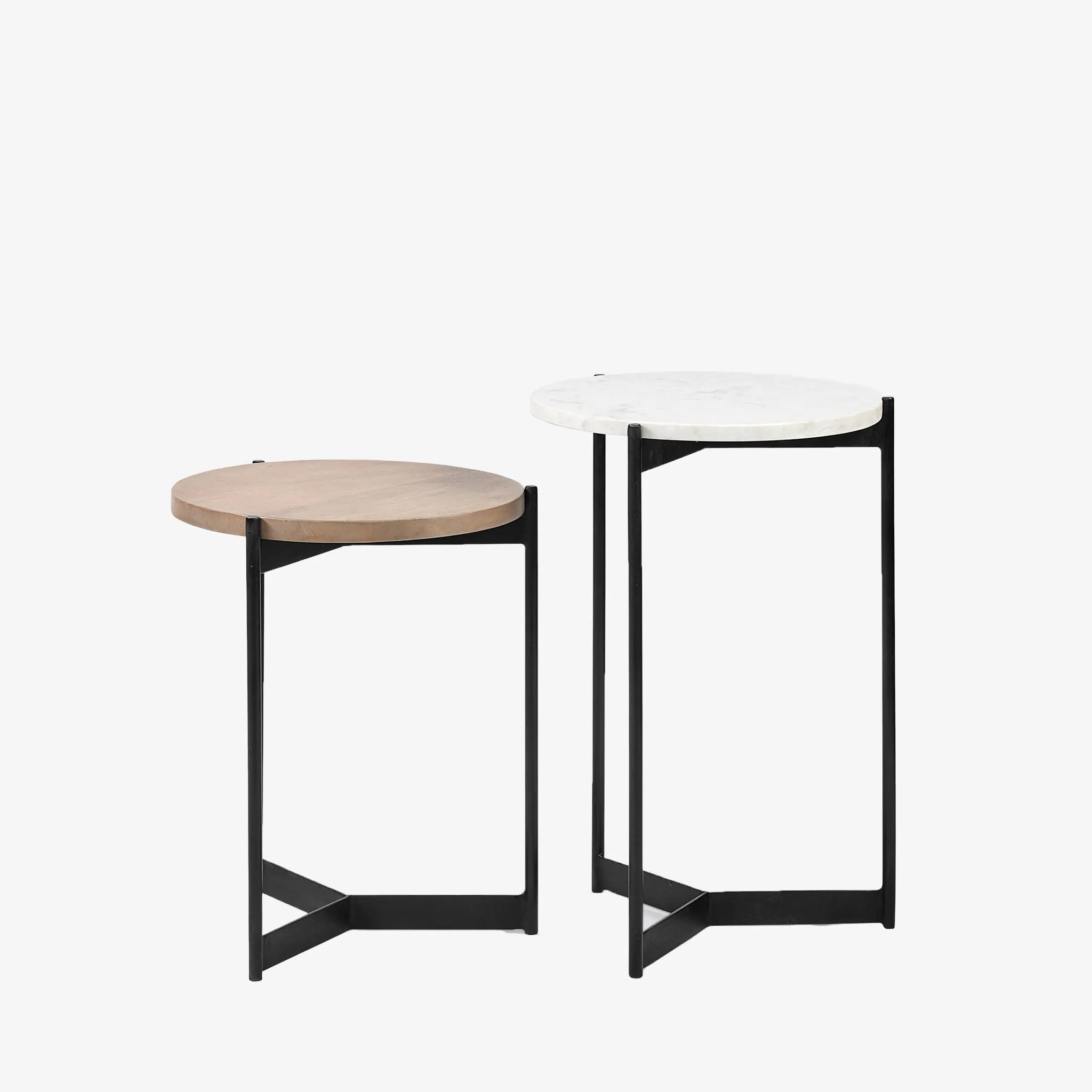 Crudités and Cocktails Nesting Side Tables in Light Wood
