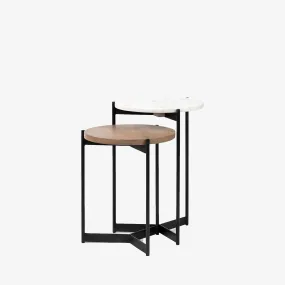 Crudités and Cocktails Nesting Side Tables in Light Wood