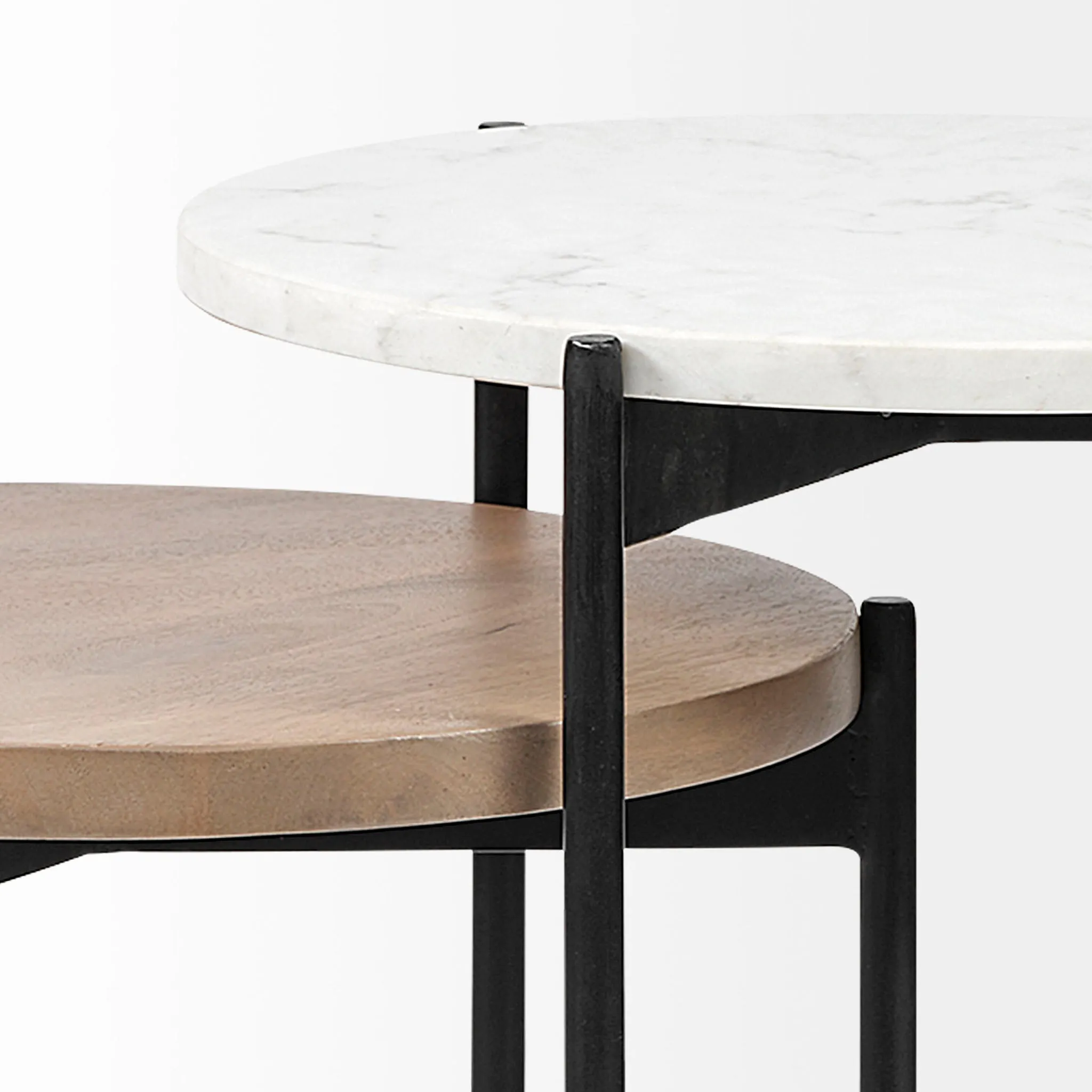 Crudités and Cocktails Nesting Side Tables in Light Wood
