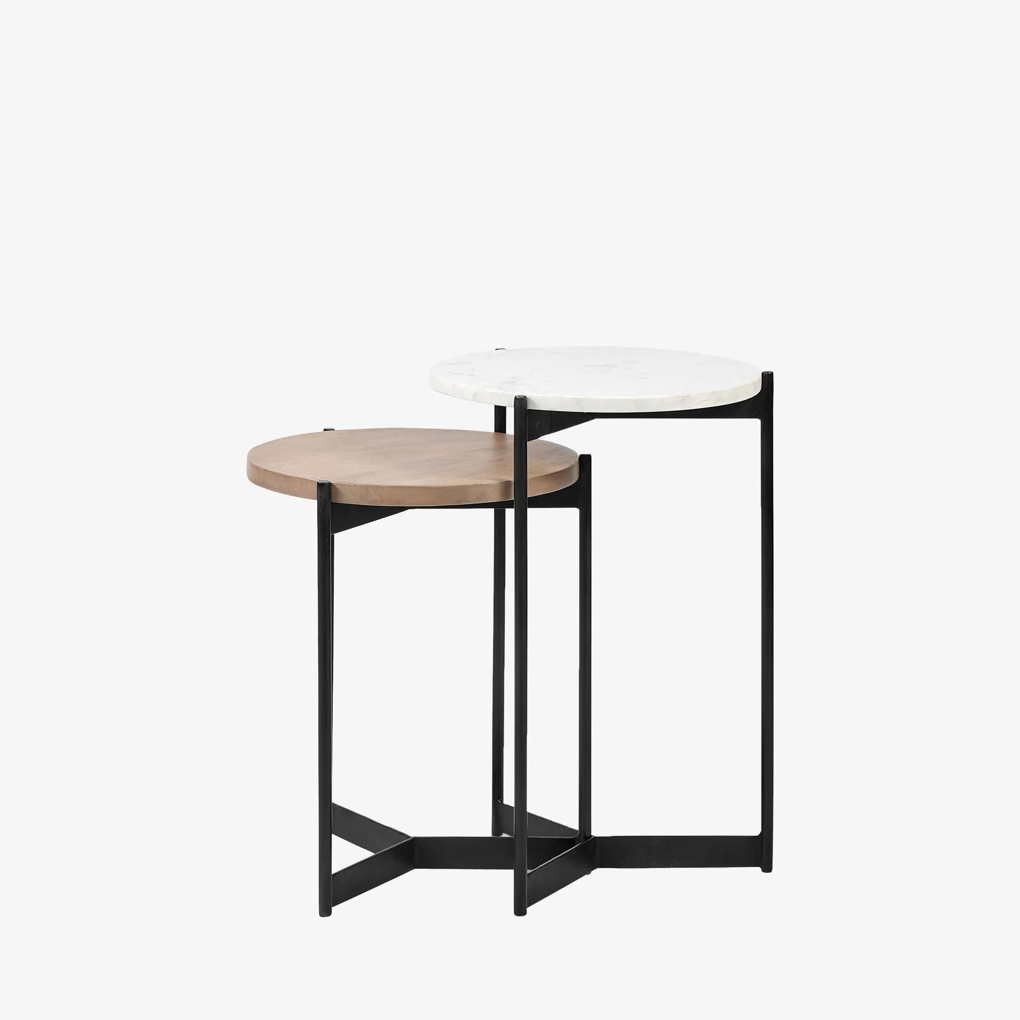 Crudités and Cocktails Nesting Side Tables in Light Wood