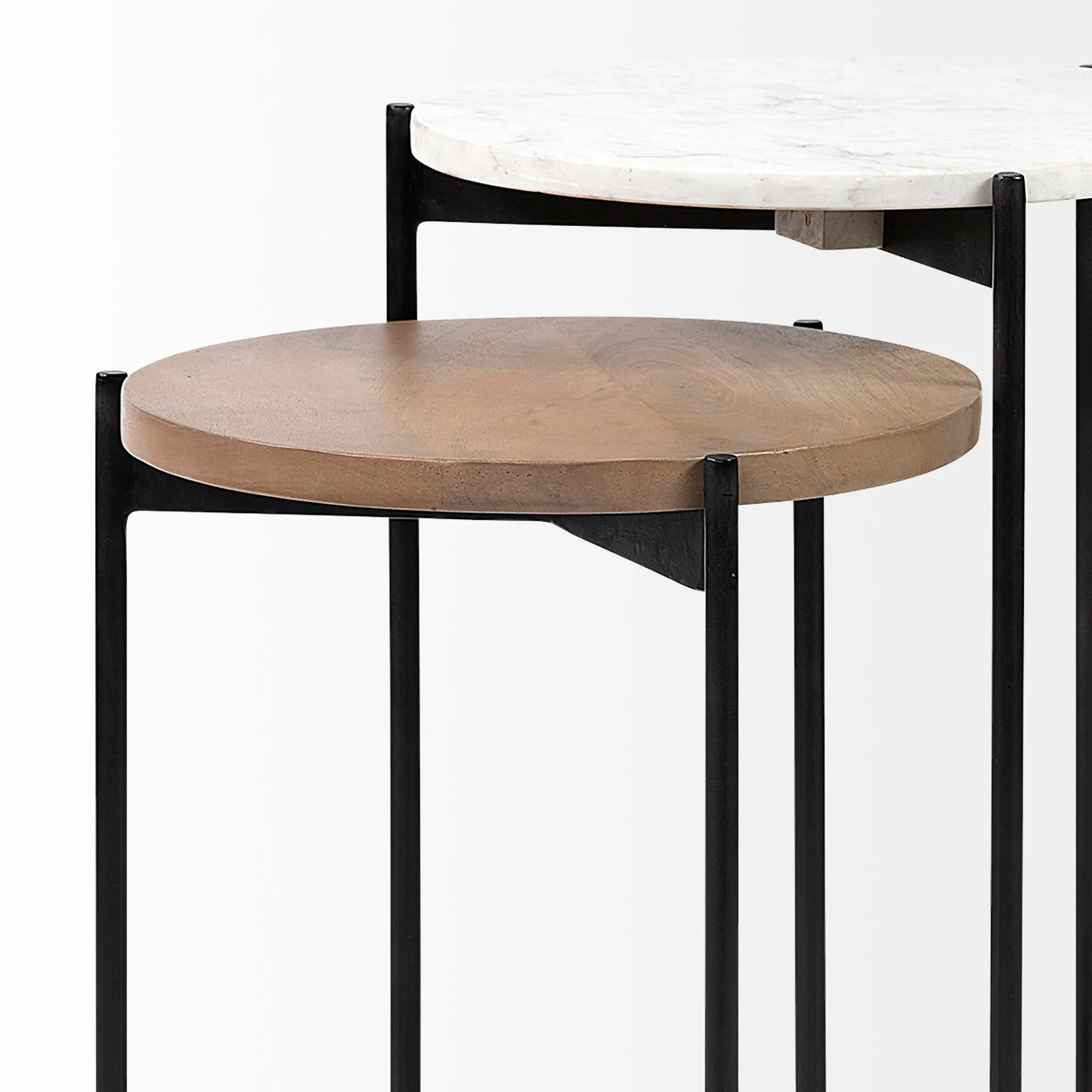 Crudités and Cocktails Nesting Side Tables in Light Wood