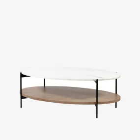 Crudités and Cocktails Oval Coffee Table in Light Wood