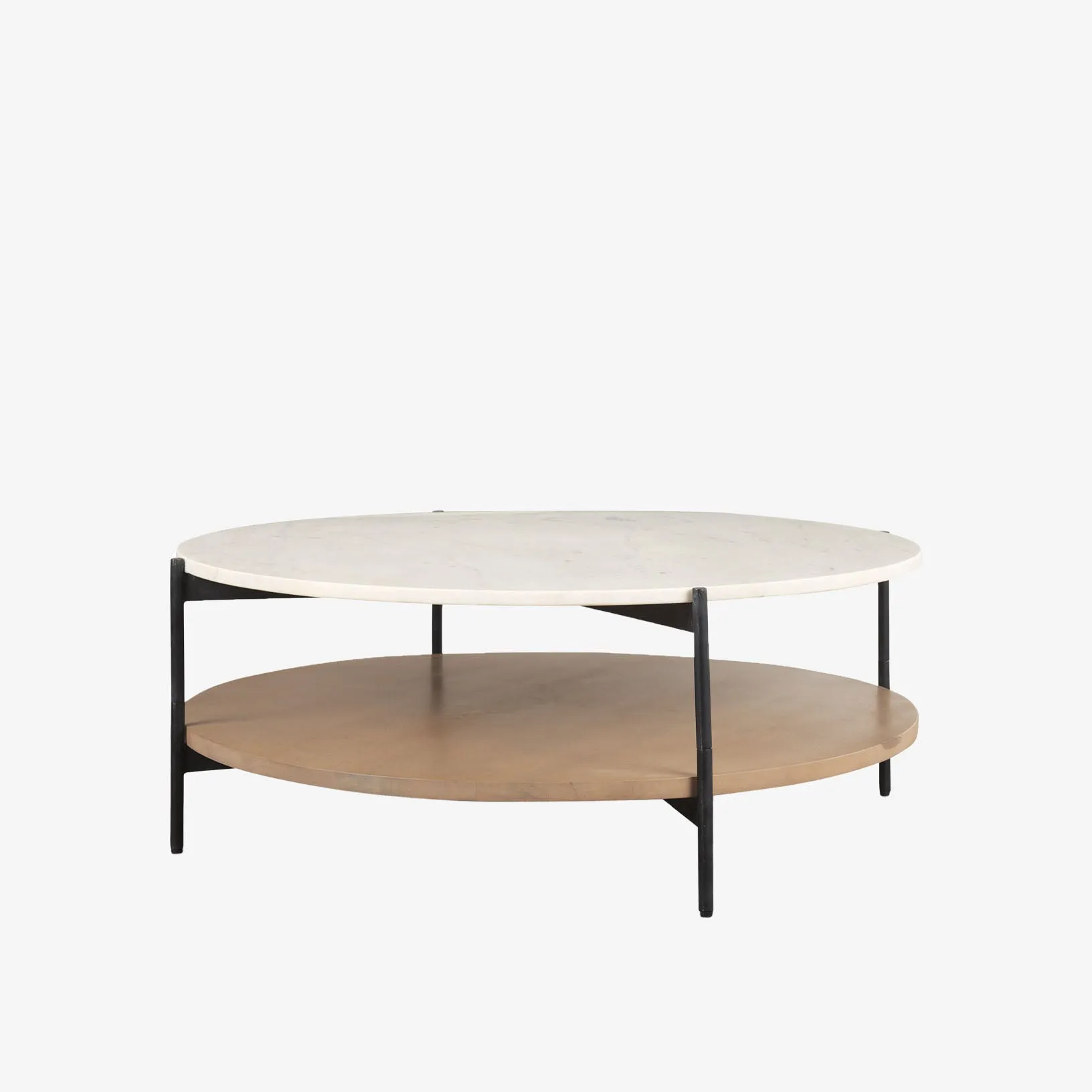 Crudités and Cocktails Round Coffee Table in Light Wood