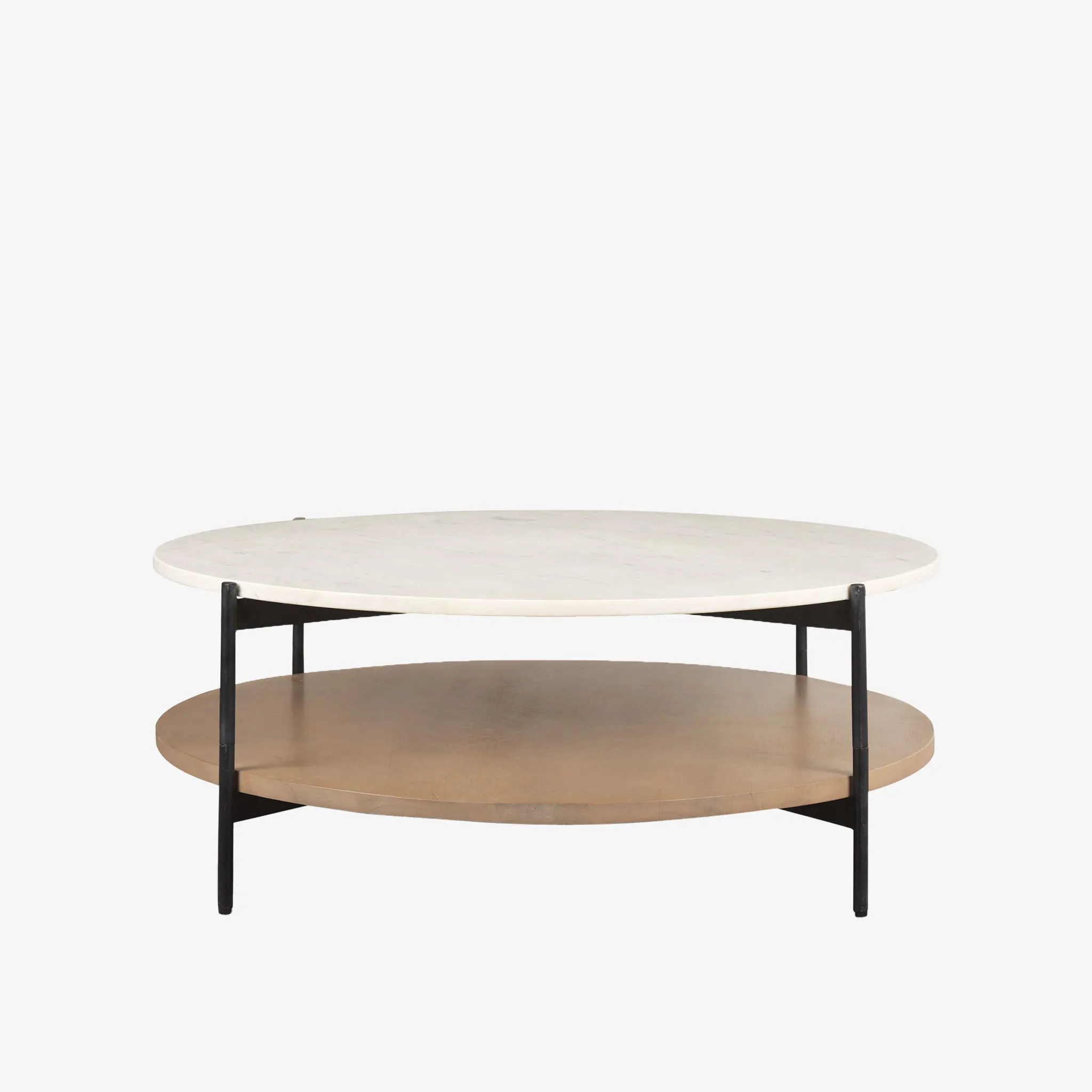 Crudités and Cocktails Round Coffee Table in Light Wood