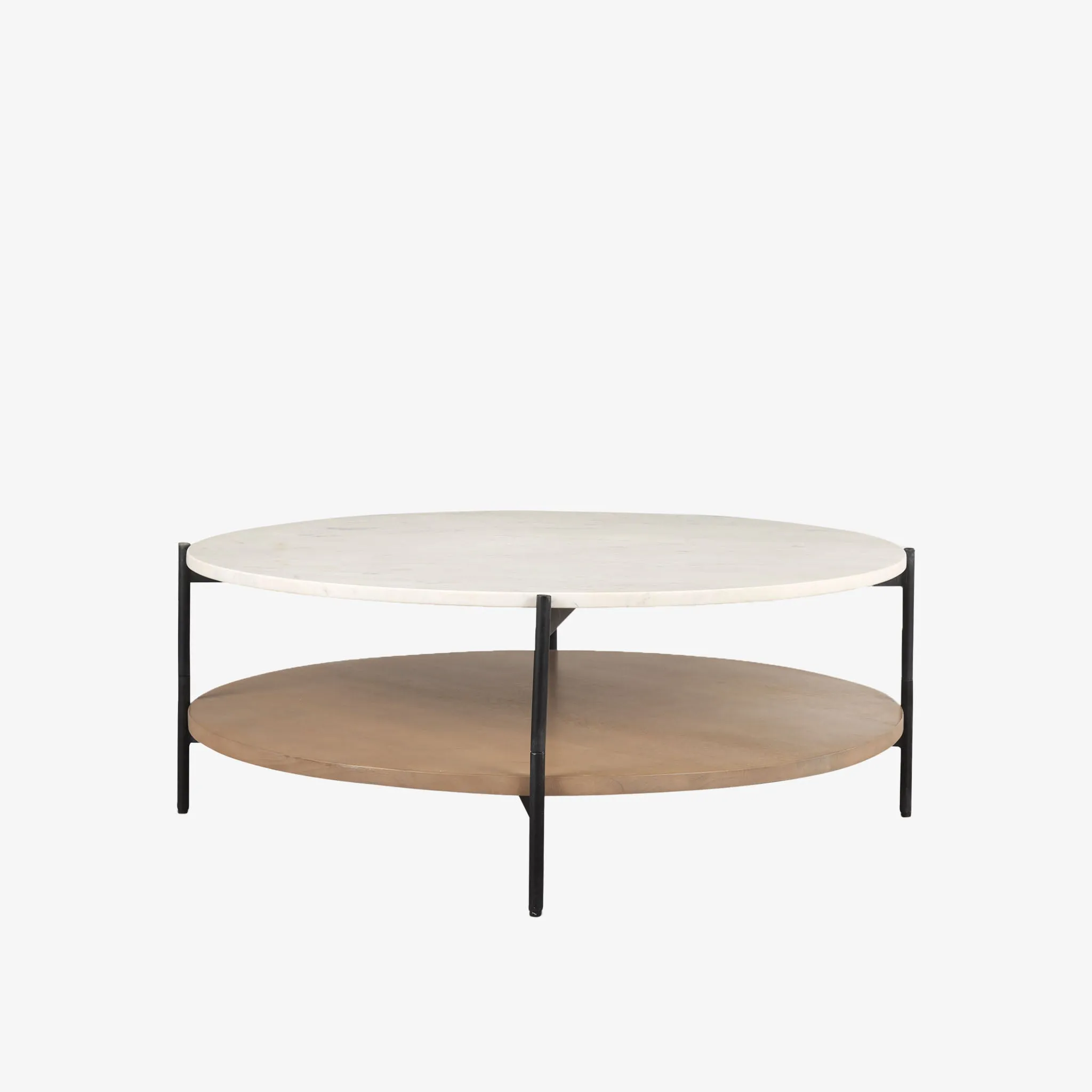 Crudités and Cocktails Round Coffee Table in Light Wood