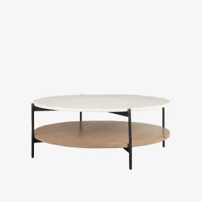 Crudités and Cocktails Round Coffee Table in Light Wood