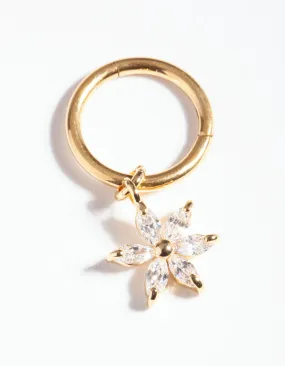 Gold Surgical Steel Cubic Zirconia Clicker Ring