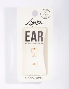 Gold Surgical Steel Diamante Cartilage Jewellery