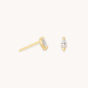 Navette Gem Stud Earrings in Gold