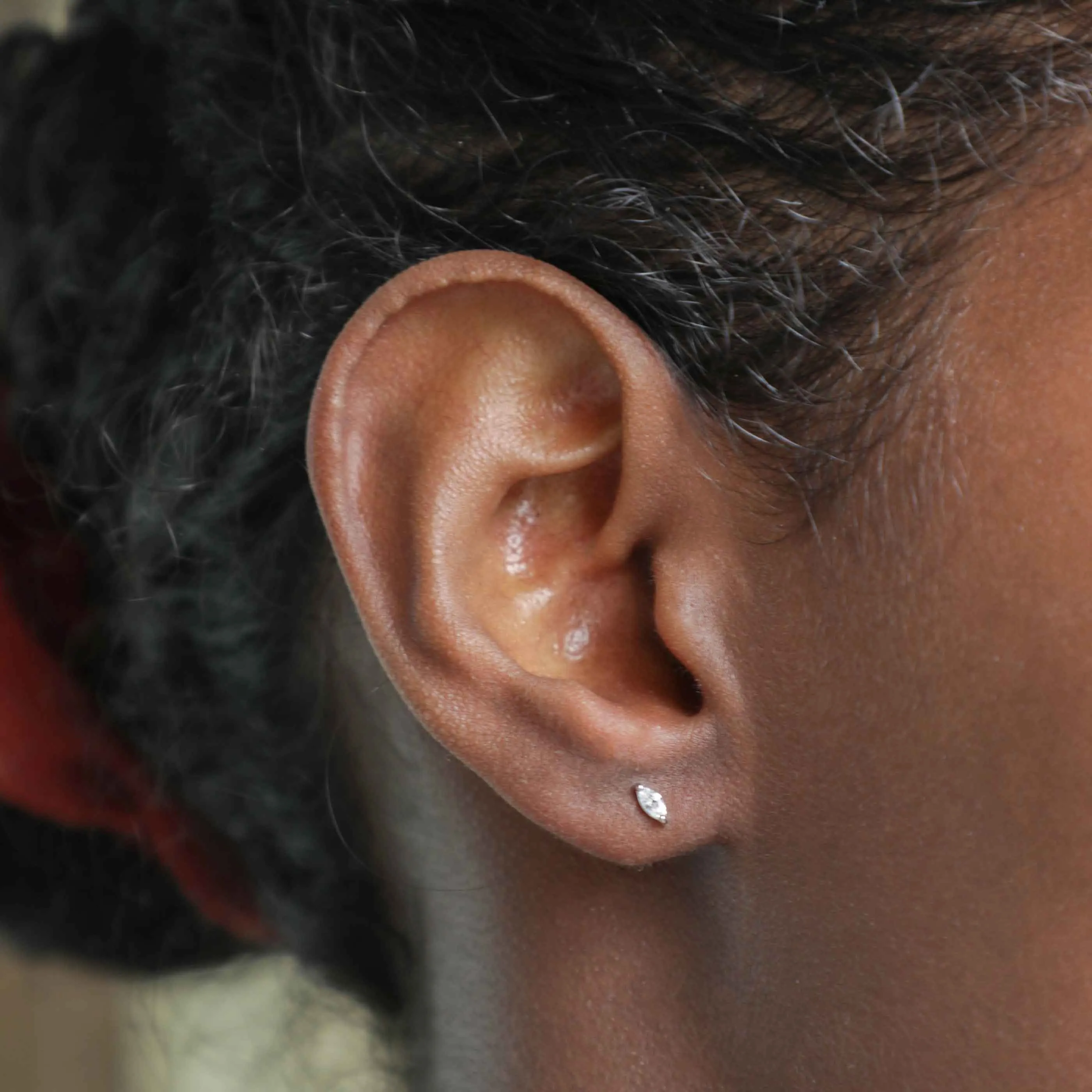 Navette Gem Stud Earrings in Silver