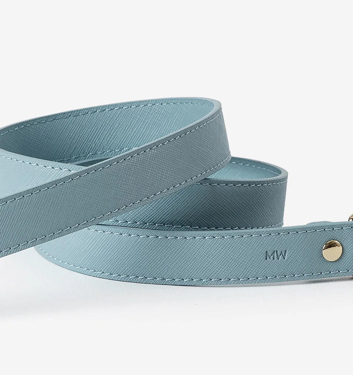 Pale Blue Leather Standard Dog Lead