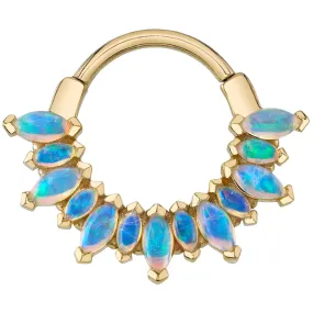 "Alt Sweet Dreams" Hinge Ring in Gold with Genuine White Opals