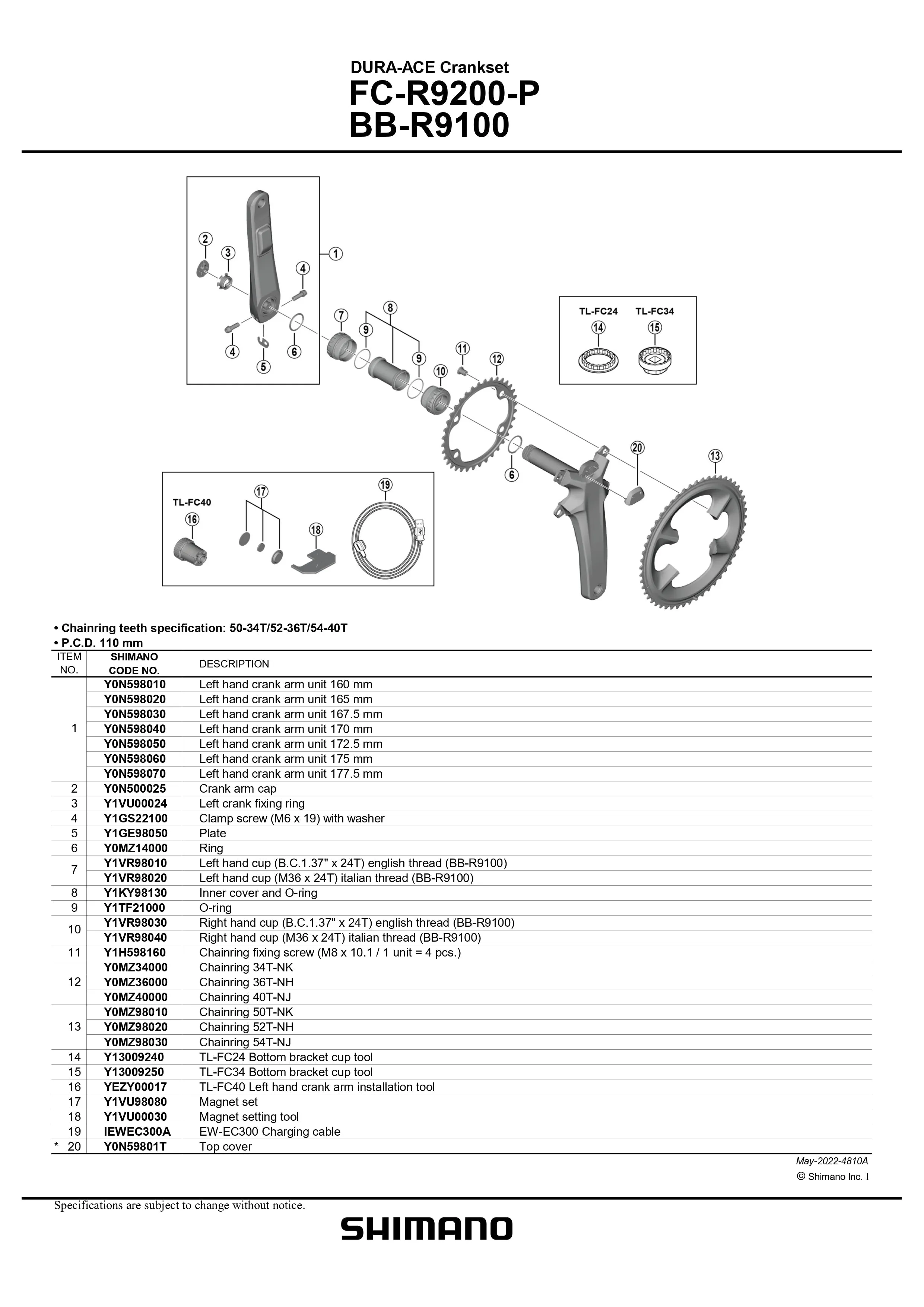SHIMANO Dura-Ace FC-R9200-P Hollowtech II Power Meter 2x12-Speed Crank Arms