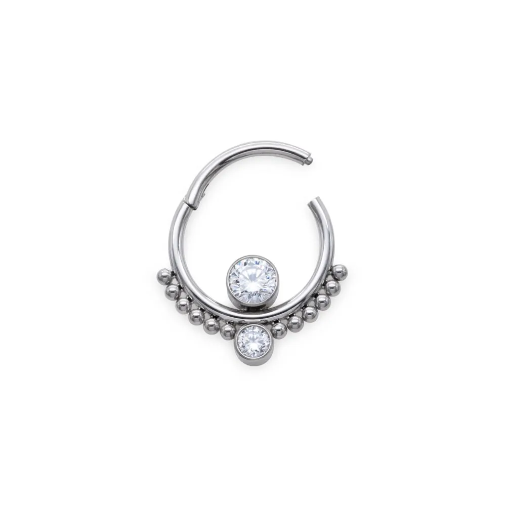 Tilum 16g Dual Stacked Jewels Titanium Clicker Ring