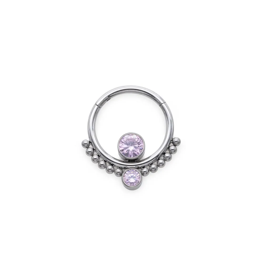 Tilum 16g Dual Stacked Jewels Titanium Clicker Ring