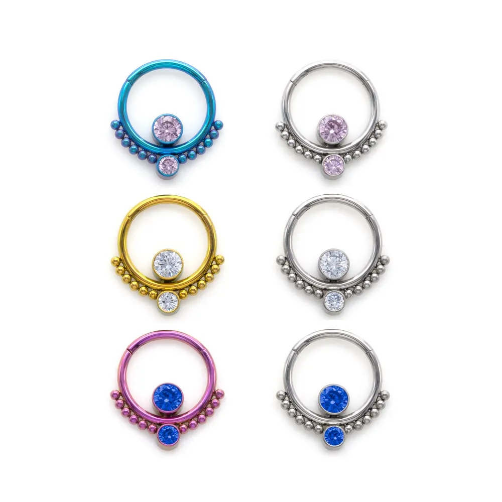 Tilum 16g Dual Stacked Jewels Titanium Clicker Ring
